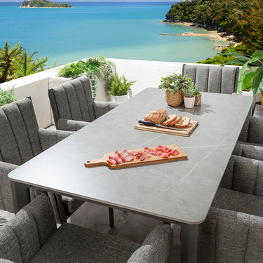 Quatropi Pharos Ceramic Outdoor Dining Table 6 Seater Garden Table Grey 180x90cm