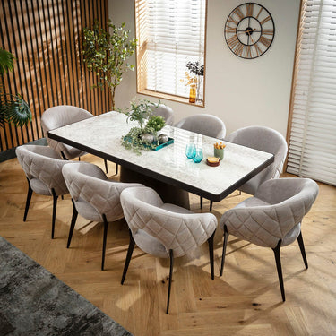 Quatropi Piper & Hastings Modern 8 Seater Dining Set Grey Ceramic