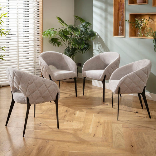 4 Piper Ultra-Modern Dining Chairs Grey Fabric