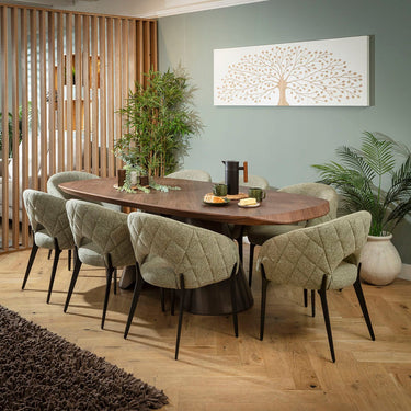 Quatropi Piper & Phoenix Large Modern 8 Seater Dining Set Green & Walnut