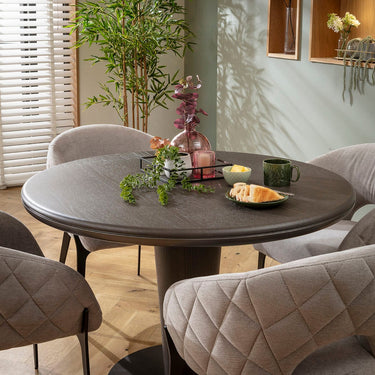 Quatropi Piper & Pluto Contemporary 4 Seater Round Dining Set Grey & Grey Oak Wash