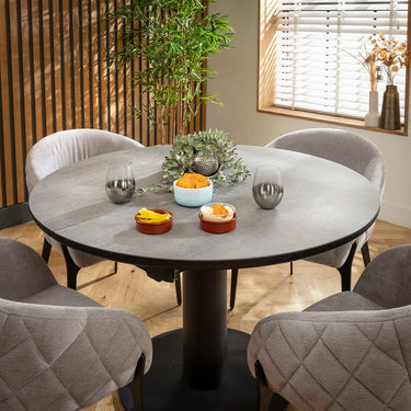 Quatropi Piper & Venus 4 Seater Round Extendable Dining Set Grey Ceramic