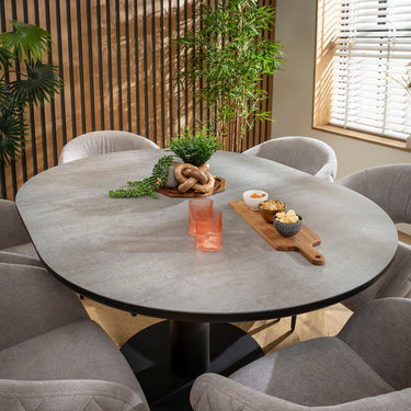 Quatropi Piper & Venus 6 Seater Round Extendable Dining Set Grey Ceramic