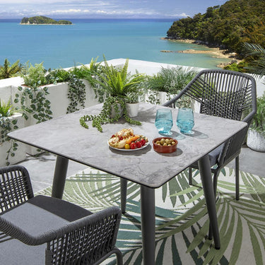 Quatropi Premium 2 Seat Square Ceramic Outdoor Garden Dining Set Aluminium Grey