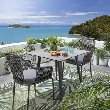 Quatropi Premium 2 Seat Square Ceramic Outdoor Garden Dining Set Aluminium Grey