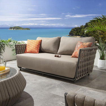 Quatropi Premium 3 Seater Outdoor Patio Garden Sofa Couch Beige Rope 189cm