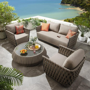 Quatropi Premium 3 Seater Outdoor Patio Garden Sofa Couch Beige Rope 189cm