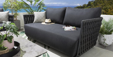 Quatropi Premium 3 Seater Outdoor Patio Garden Sofa Couch Grey Rope 189cm