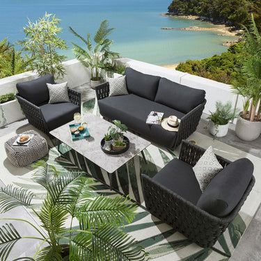 Quatropi Premium 3 Seater Outdoor Patio Garden Sofa Couch Grey Rope 189cm