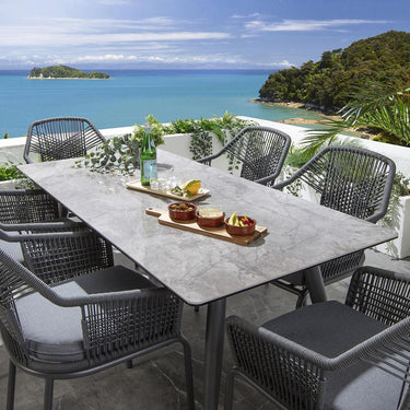 Quatropi Premium 6 Seater Ceramic Outdoor Garden Dining Set Aluminium Grey