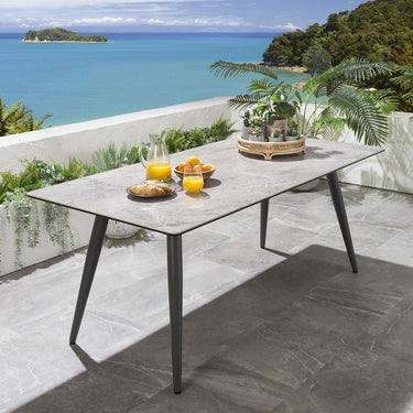 Quatropi Premium 6 Seater Ceramic Outdoor Garden Dining Set Aluminium Grey