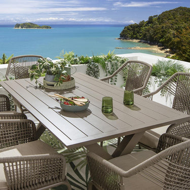 Quatropi Premium 6 Seater Garden Table and Chairs Dining Set Aluminium Beige 