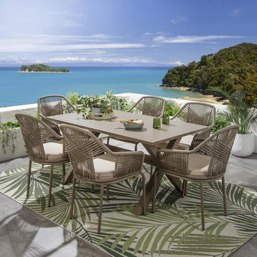 Quatropi Premium 6 Seater Garden Table and Chairs Dining Set Aluminium Beige 