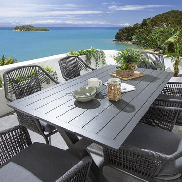 Quatropi Premium 6 Seater Garden Table and Chairs Dining Set Aluminium Grey 