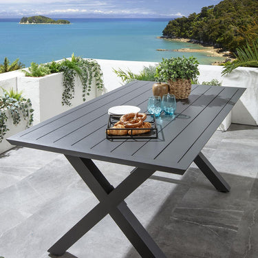 Quatropi Premium 6 Seater Garden Table and Chairs Dining Set Aluminium Grey 