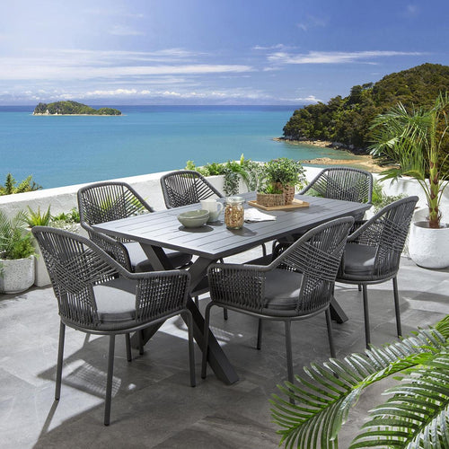 Cia 6 Seater Outdoor Garden Dining Set Aluminium Grey