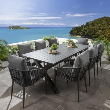 Quatropi Premium 8 Seat Outdoor Dining Set Garden Table & Chairs Grey Aluminium