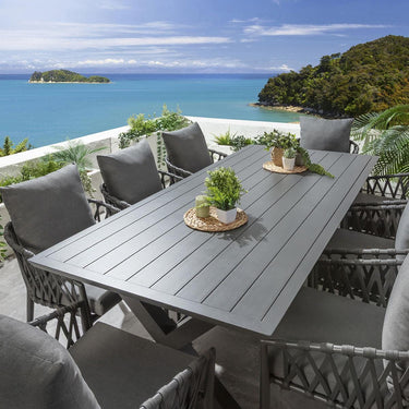 Quatropi Premium 8 Seat Outdoor Dining Set Garden Table & Chairs Grey Aluminium