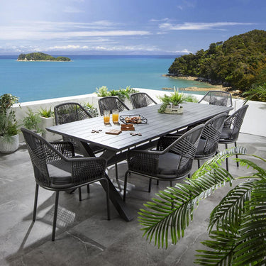 Quatropi Premium 8 Seater Garden Table and Chairs Dining Set Aluminium Grey 