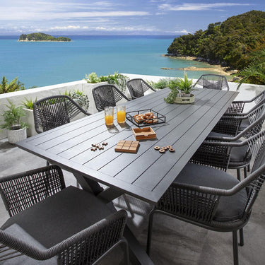 Quatropi Premium 8 Seater Garden Table and Chairs Dining Set Aluminium Grey 