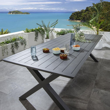Quatropi Premium 8 Seater Garden Table and Chairs Dining Set Aluminium Grey 