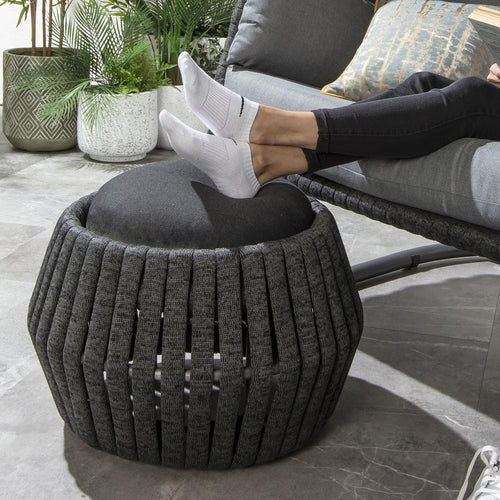 Sundowner Round Outdoor Footstool Charcoal 62cm