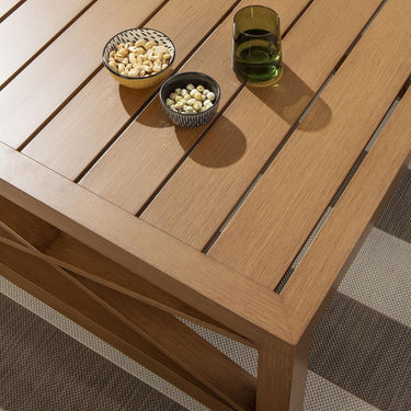 Quatropi Premium Outdoor Coffee Table Modern Wood Effect Aluminium Oak 140x86cm