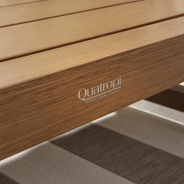 Quatropi Premium Outdoor Coffee Table Modern Wood Effect Aluminium Oak 140x86cm
