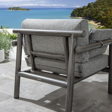Quatropi Premium Outdoor Garden Armchair Log Wood Effect Aluminium Grey