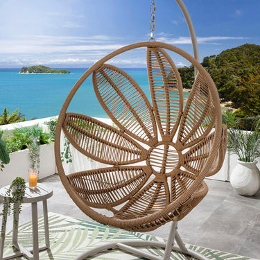 Quatropi Premium Outdoor Garden Hanging Egg Pod Chair Seat Neutral Beige