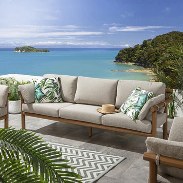 Quatropi Premium Outdoor Patio Garden Sofa Log Wood Effect Aluminium Cream Oak