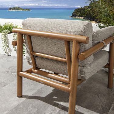 Quatropi Premium Outdoor Patio Garden Sofa Log Wood Effect Aluminium Cream Oak