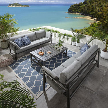 Quatropi Premium Outdoor Patio Garden Sofa Log Wood Effect Aluminium Grey