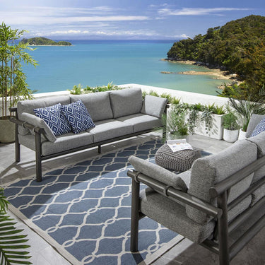 Quatropi Premium Outdoor Patio Garden Sofa Log Wood Effect Aluminium Grey