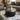 Quatropi Premium Round Nest of Tables Coffee Table Black Oak Brass Metal
