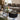Quatropi Premium Round Nest of Tables Coffee Table Black Oak Brass Metal
