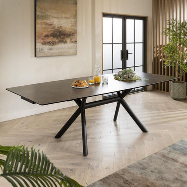 Quatropi Premium Wide Extending Ceramic 10 Seat Dining Table Grey Slate 160-240cm