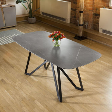 Quatropi Quatropi 1.78m Caesar table Grey Ceramic Top and Black steel Legs
