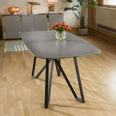 Quatropi Quatropi 1.78m Caesar table Grey Ceramic Top and Black steel Legs