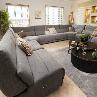 Quatropi Quatropi 10 Seater Large Recliner U-Shape Corner Sofa Grey Fabric U3R
