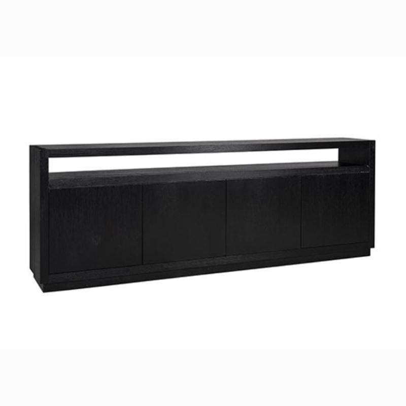 Quatropi Quatropi 2.4m Black Oak Sideboard Dresser with 4 Cupboards and Open Shelf