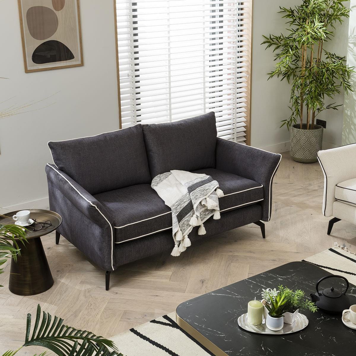 Quatropi Quatropi 2 Seater Fabric Sofa - Modern Flared Arms - Choose Your Fabric - 165cm