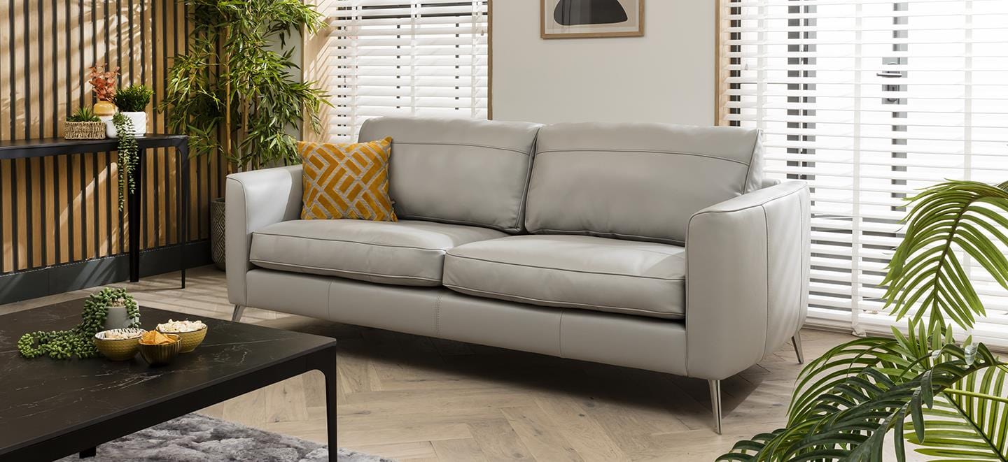 Quatropi Quatropi 3 Seater Premium Modern Sofa - Real Leather Grey- 215cm In Stock