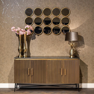 Quatropi Quatropi 4 Door Sideboard Unit 160cm - Gold With Black Marble Top - Ironville