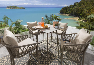 Quatropi Quatropi 4 Seater Outdoor Garden Bar Table And Stools Set Aluminium Beige