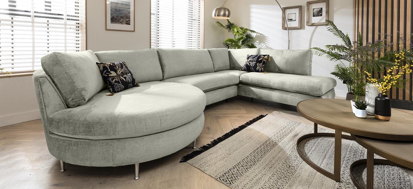 Corner Rounded Chaise Quatropi 5 Seater Modular Corner Sofa - Round Chaise End, Tessa 376x22