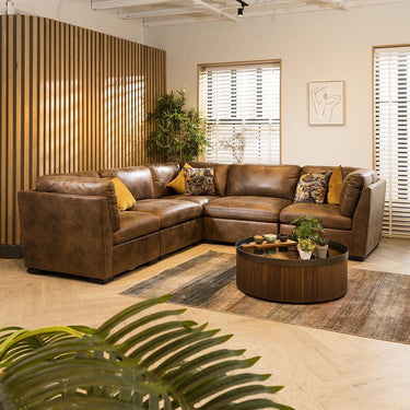 Quatropi Quatropi 6 Seater L-Shape Sofa Sectional Modular Corner Sofa Brown 14