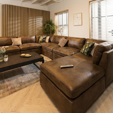 Quatropi Quatropi 6 Seater Large Modular U-Shape Corner Sofa Set Brown 9L