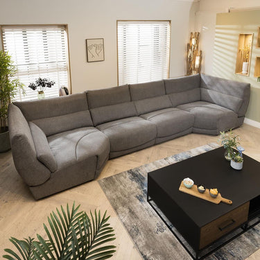 Quatropi Quatropi 6 Seater Modular Modern Sofa Set Couch Settee Grey Fabric S5