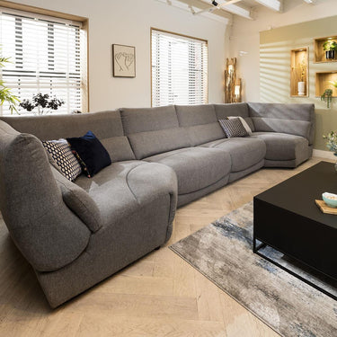 Quatropi Quatropi 6 Seater Modular Modern Sofa Set Couch Settee Grey Fabric S5